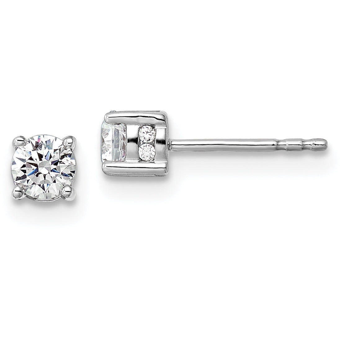 14k White Gold 1/2 carat Lab Grown Diamond VS/SI+ G+ Complete Stud Post Earrings