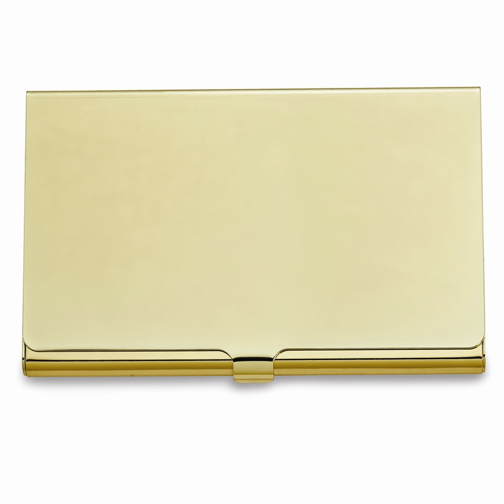 Gold-tone Card Case Smooth Top - Engravable Personalized Gift Item