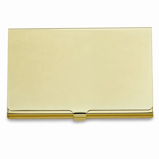 Gold-tone Card Case Smooth Top - Engravable Personalized Gift Item