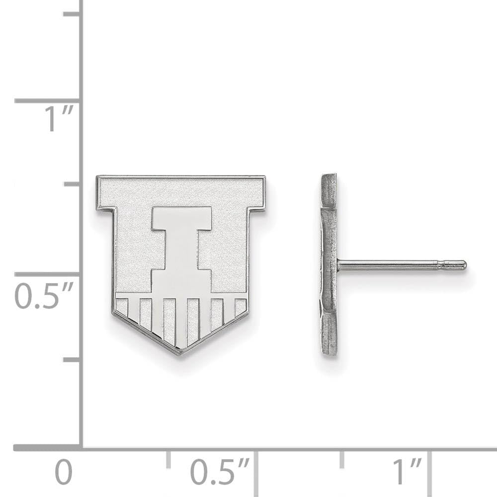 LogoArt Sterling Silver University Of Illinois Small Post Earrings