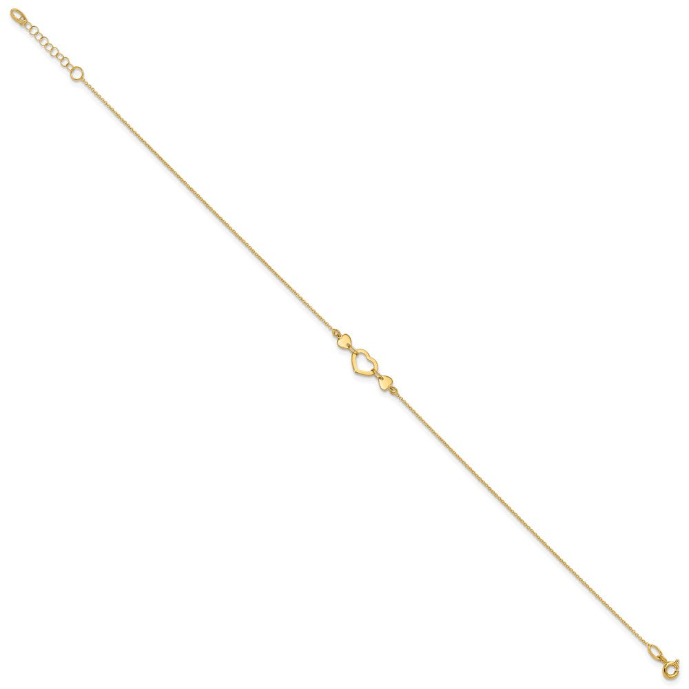 14k Polished Heart with 10in Plus .75in ext. Anklet 10 inches
