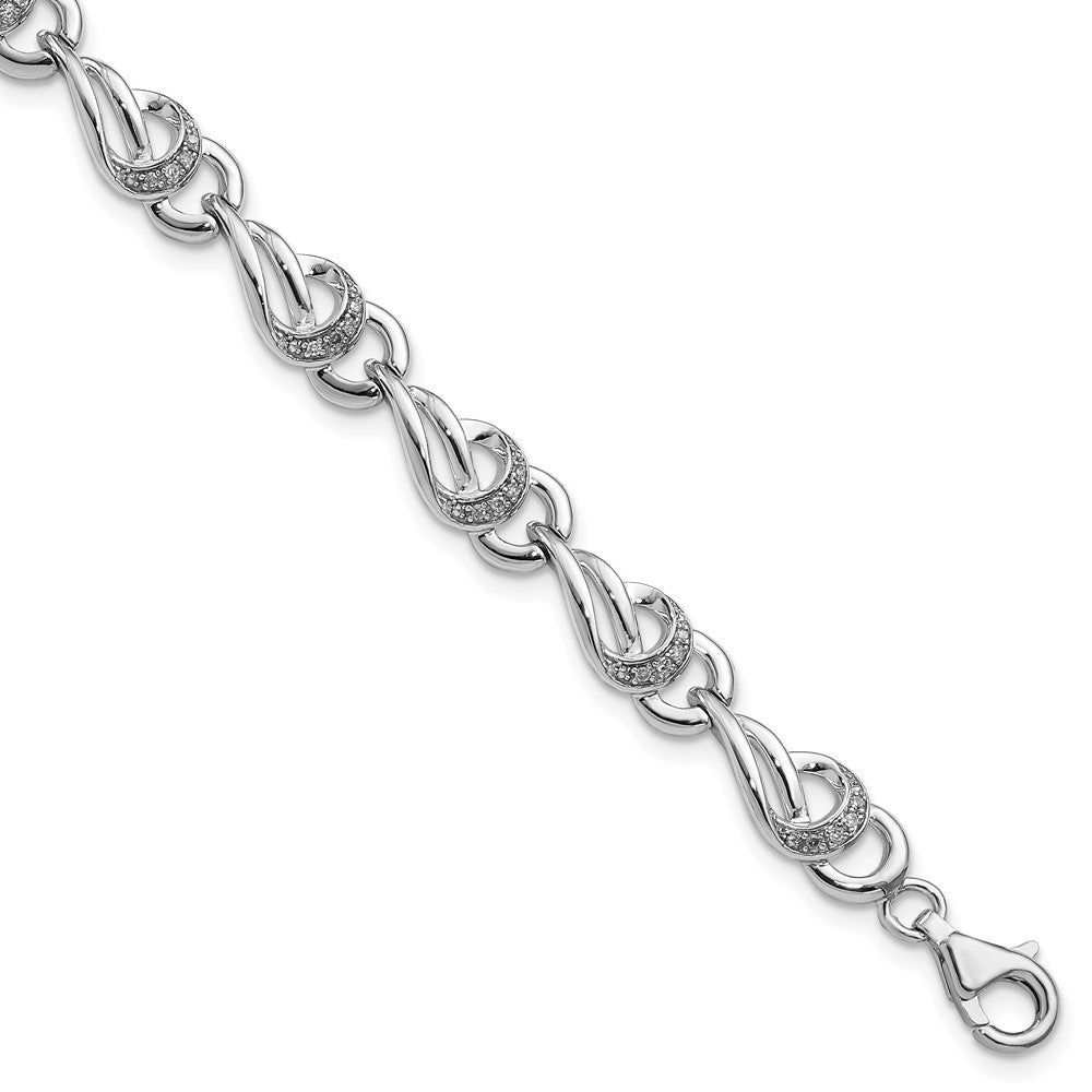 Sterling Silver Rhodium-plated Diam. Bracelet 7 inches