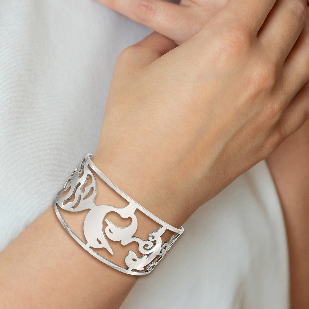 Stainless Steel Polished Dolphins Cuff Bangle 7 inches