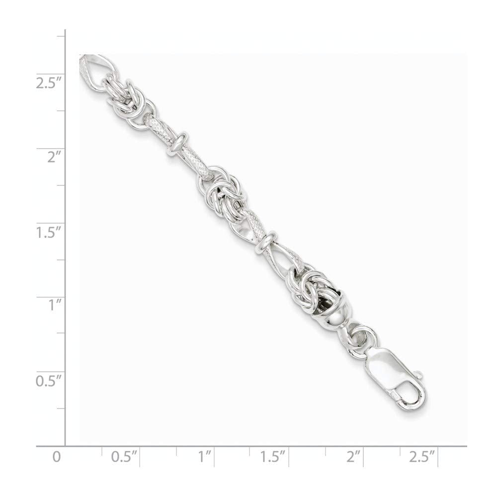 Sterling Silver Polished and Textured Fancy Bracelet 7.5 inches
