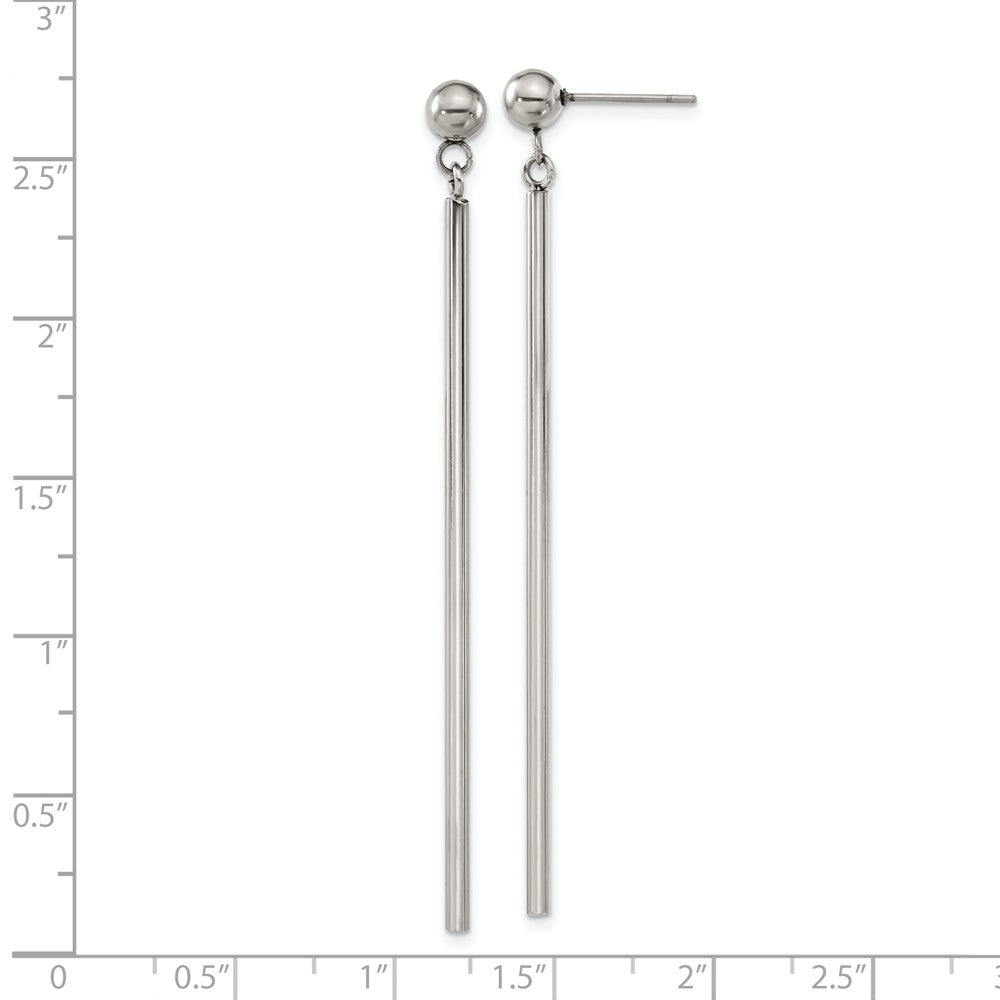 Stainless Steel Polished Bar Post Dangle Earrings