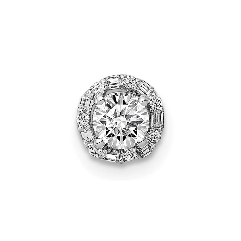 14k White Gold Holds 4.1mm Center 1/20 carat Diamond Semi-mount Halo Chain Slide