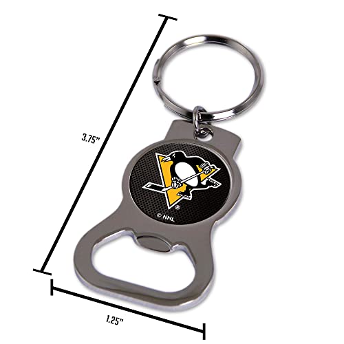 Carolina Hurricanes Premium Solid Metal Bottle Opener Keychain, Silver Key Ring, Team Logo