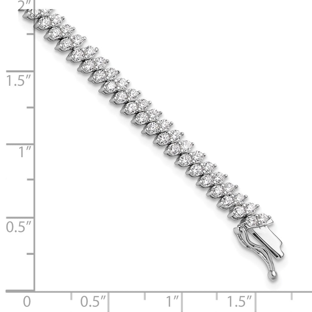 Sterling Shimmer Sterling Silver Rhodium-plated CZ 138 Stone 7 inch Bracelet 7 inches