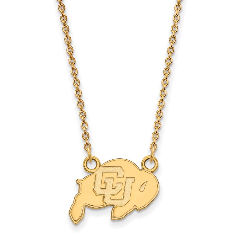 Beautiful Sterling Silver w/GP LogoArt University of Colorado Small Pendant w/Necklac