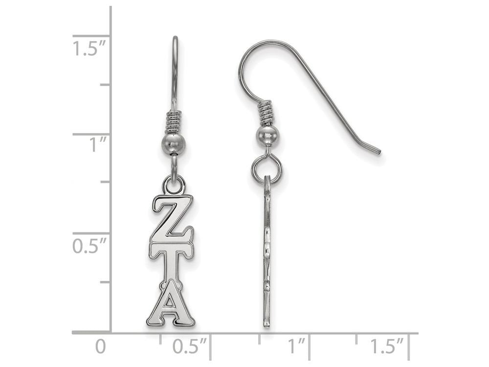Sterling Silver Official Licensed Greek Sororities Zeta Tau Alpha (ZTA) Small Dangle Earrings
