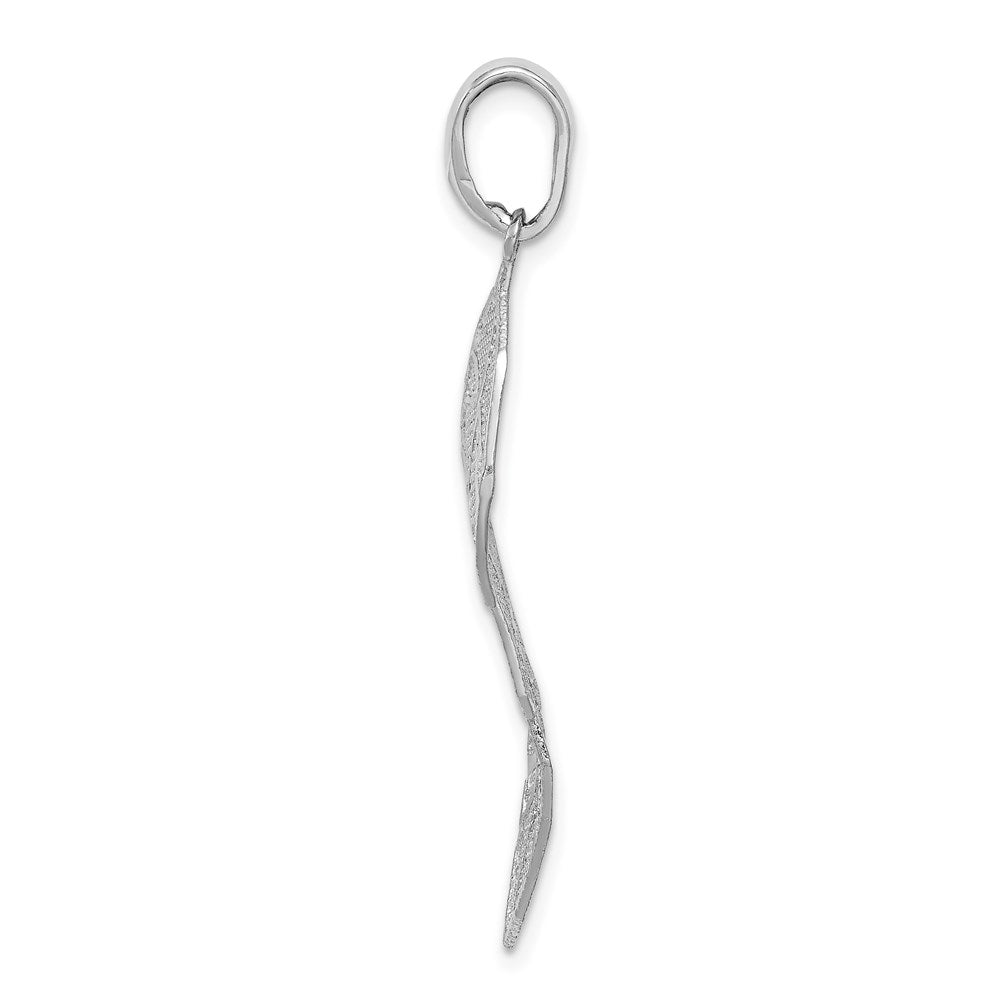 Sterling Silver Rhodium-plated Polished Leaf Pendant
