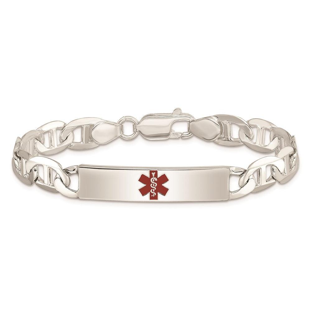 Sterling Silver Polished Medical Anchor Link ID Bracelet 7.5 inches
