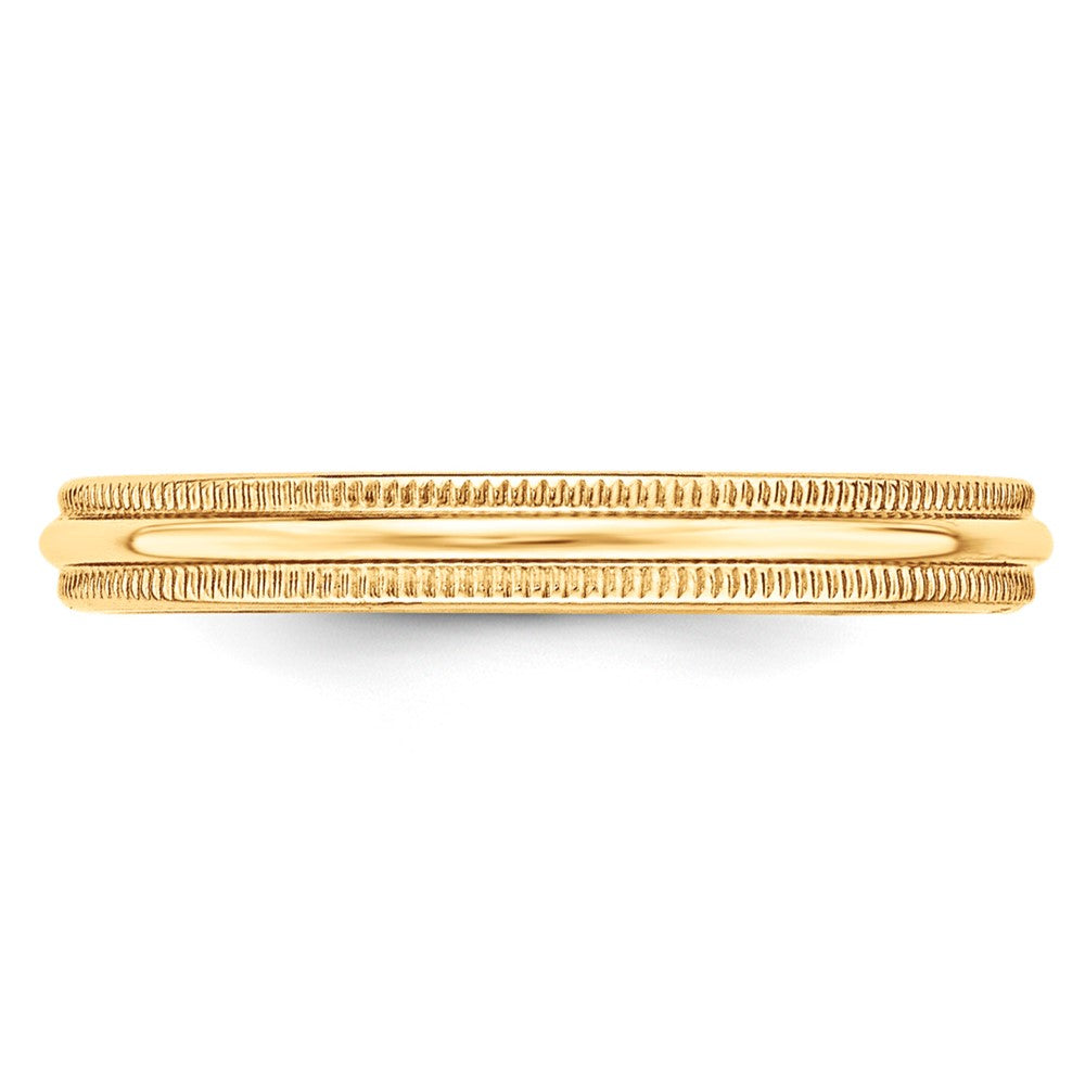 10k Yellow Gold 3mm Lightweight Milgrain Half Round Wedding Band Size 10.5