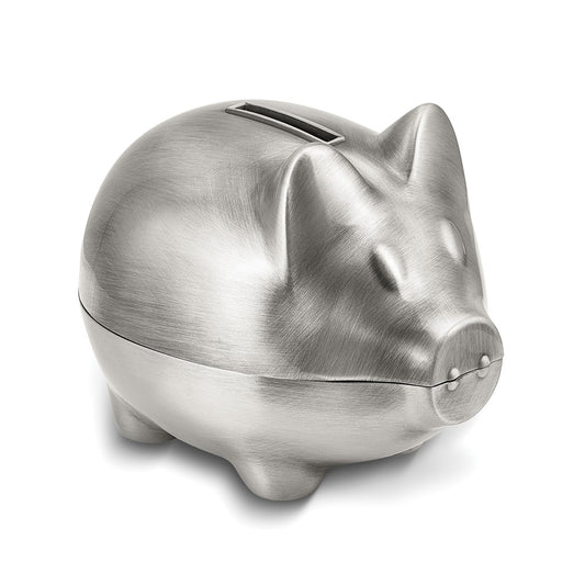 Pewter-tone Finish Metal Piggy Bank