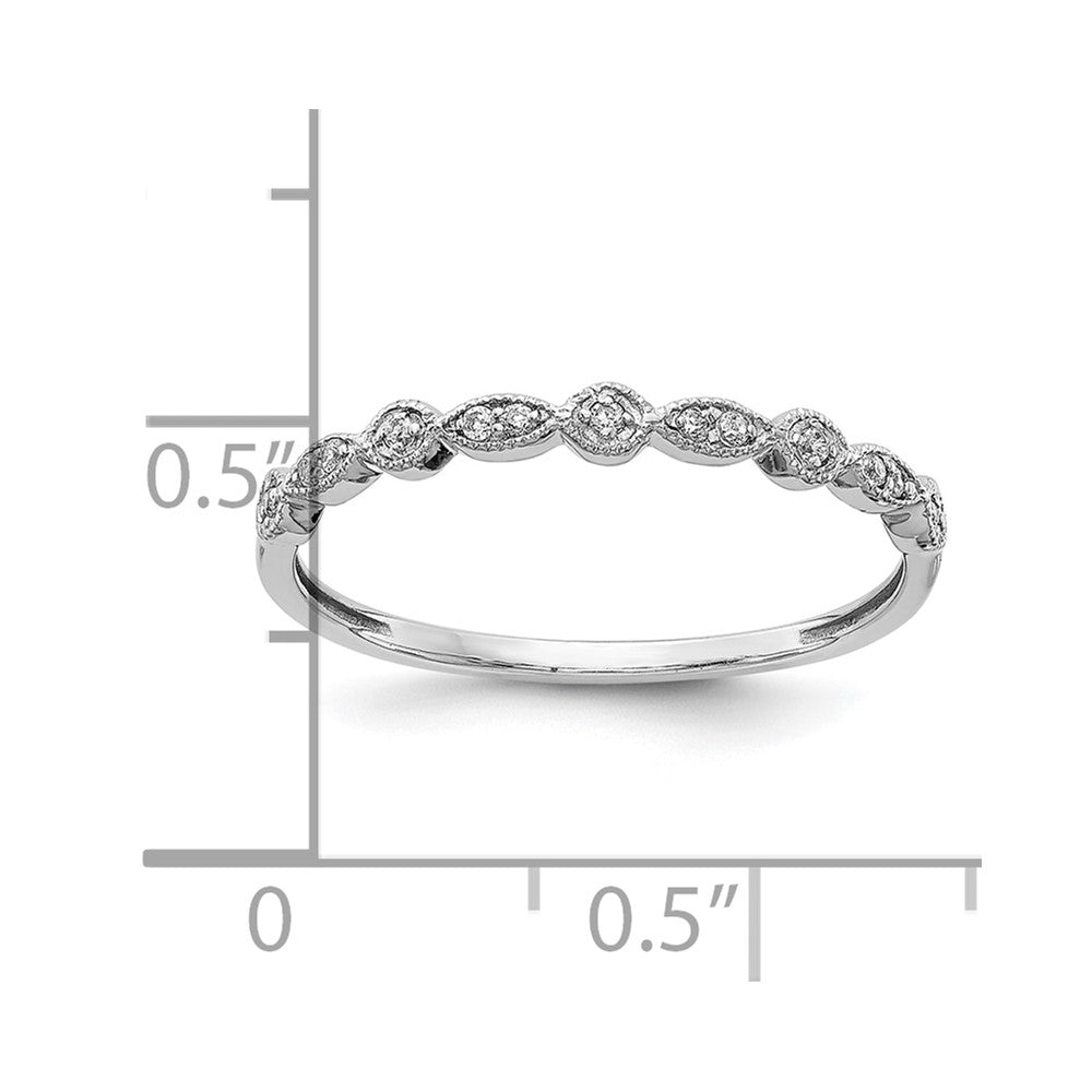 10K White Gold Diamond Fancy Band Size 6.75