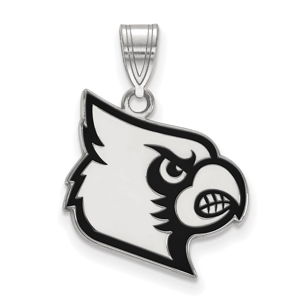 LogoArt Sterling Silver University Of Louisville Large Enamel Pendant Necklace