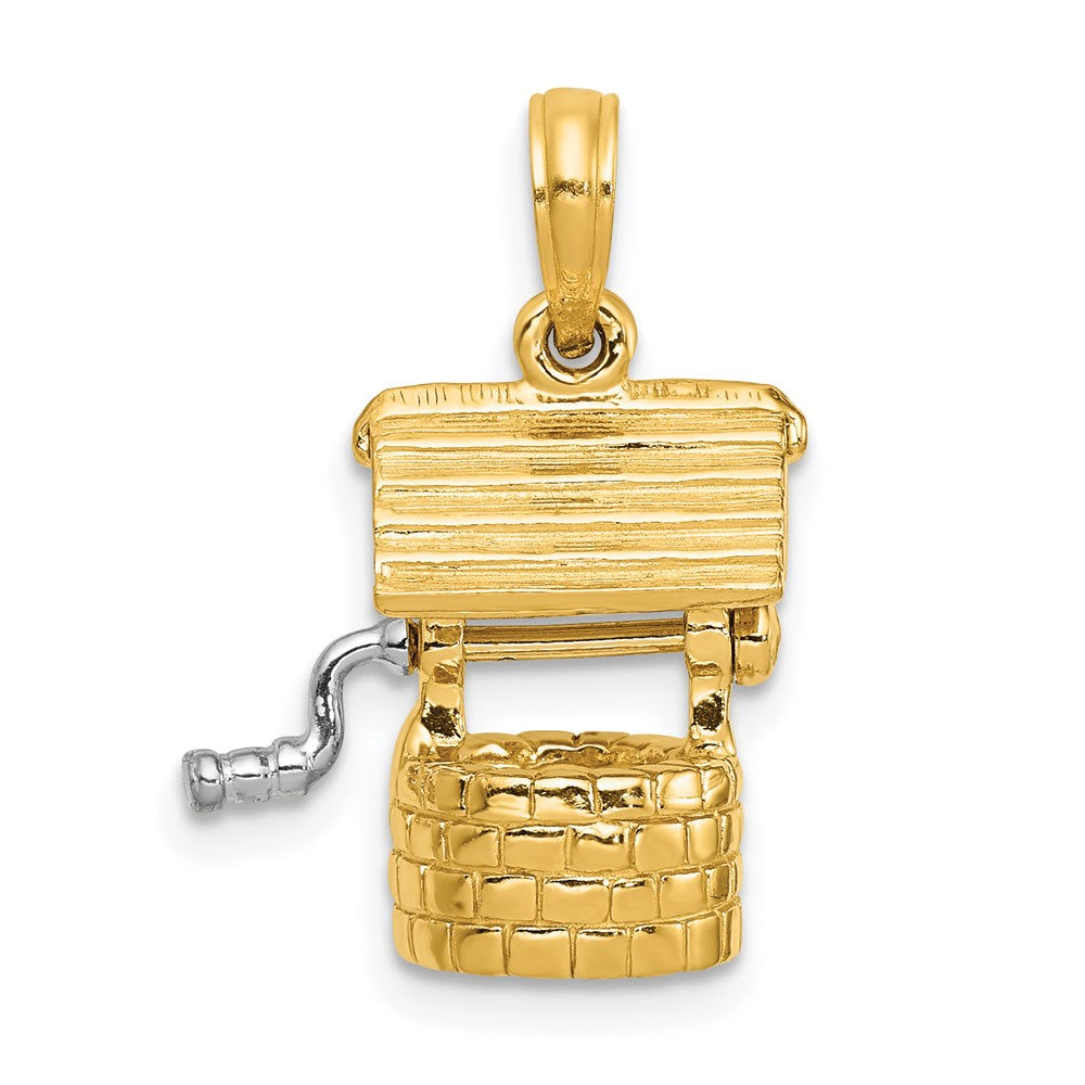 14k Polished 3-D Moveable Wishing Well Charm