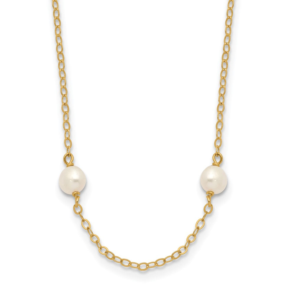 14K 4-5mm White Near Round Freshwater Cultured Pearl 8-station 18 inch Necklace