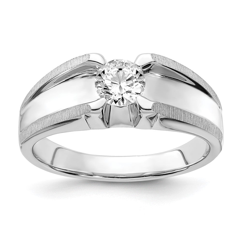 Sterling Silver Rhodium-plated Diamonore Satin and Polished Ring