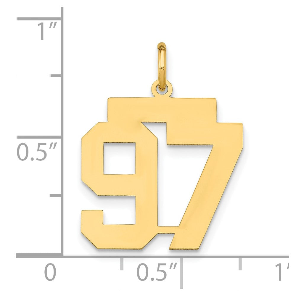 14k Medium Polished Number 97 Charm