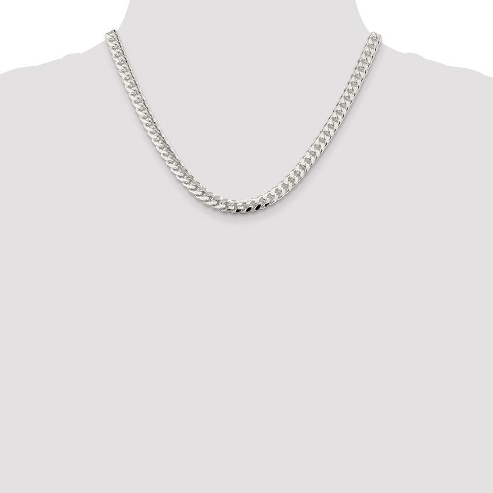 Sterling Silver 7mm Domed w/ Side D/C Curb Chain 18 Inches