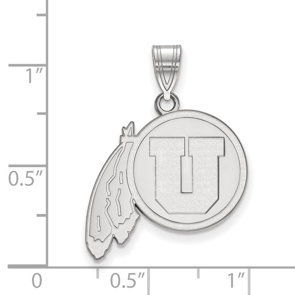 Sterling Silver Rhodium-plated LogoArt University of Utah Large Pendant Q-SS002UUT