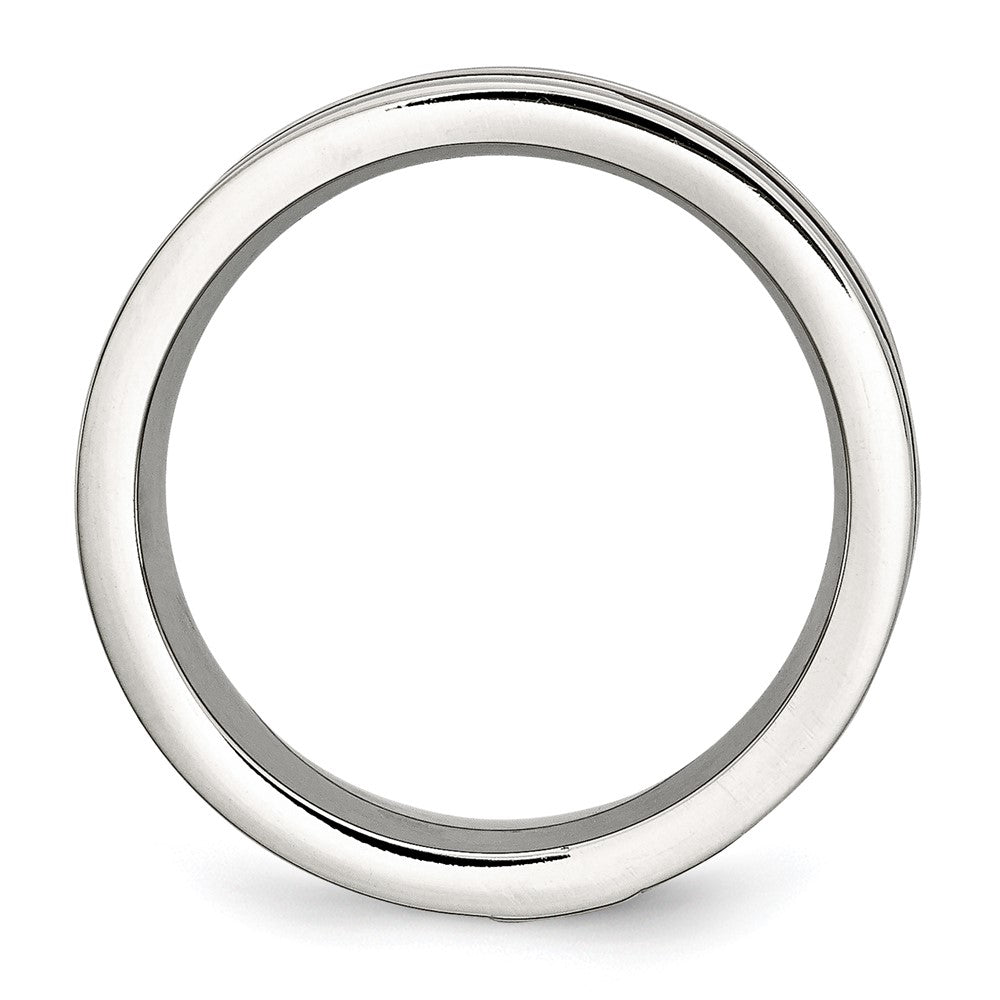 Stainless Steel Brushed/Polished Brown IP-plated .02ct Diamond 8mm Band Size - 9.5