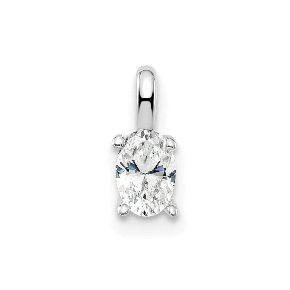 14k White Gold 1/3 carat Lab Grown Diamond VS/SI+ G+ Complete Oval Solitaire Pendant