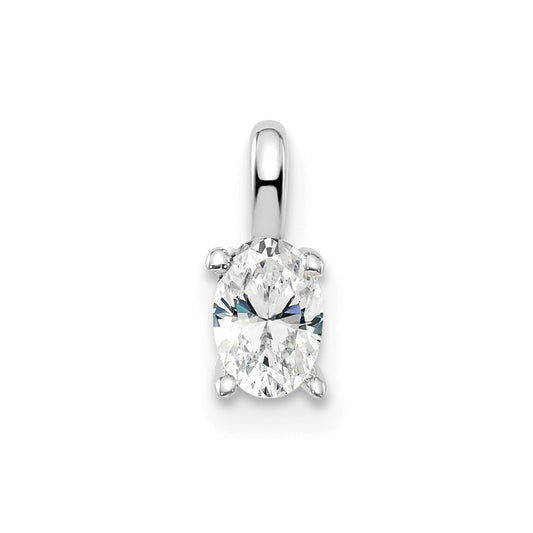 14k White Gold 1/3 carat Lab Grown Diamond VS/SI+ G+ Complete Oval Solitaire Pendant