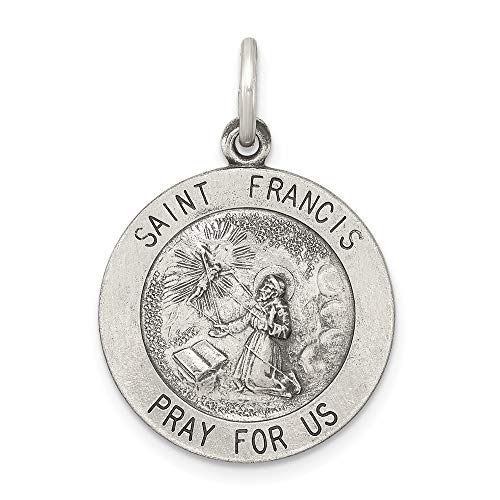 Sterling Silver Antiqued Saint Francis Medal