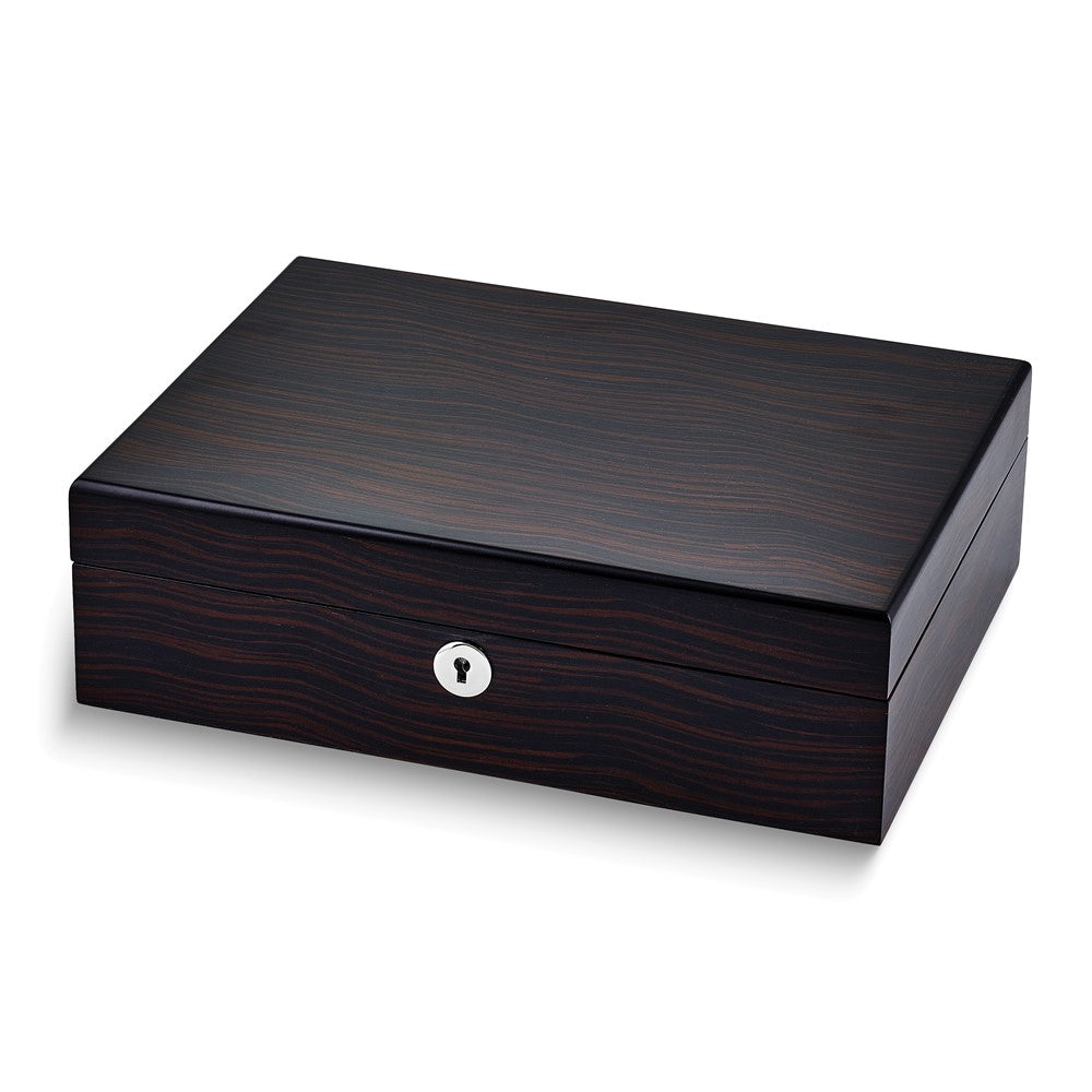 Luxury Giftware Ebony Veneer and Matte Finish Valet Velour Lining Jewelry Box
