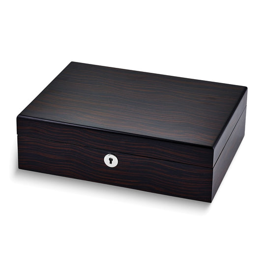 Luxury Giftware Ebony Veneer and Matte Finish Valet Velour Lining Jewelry Box