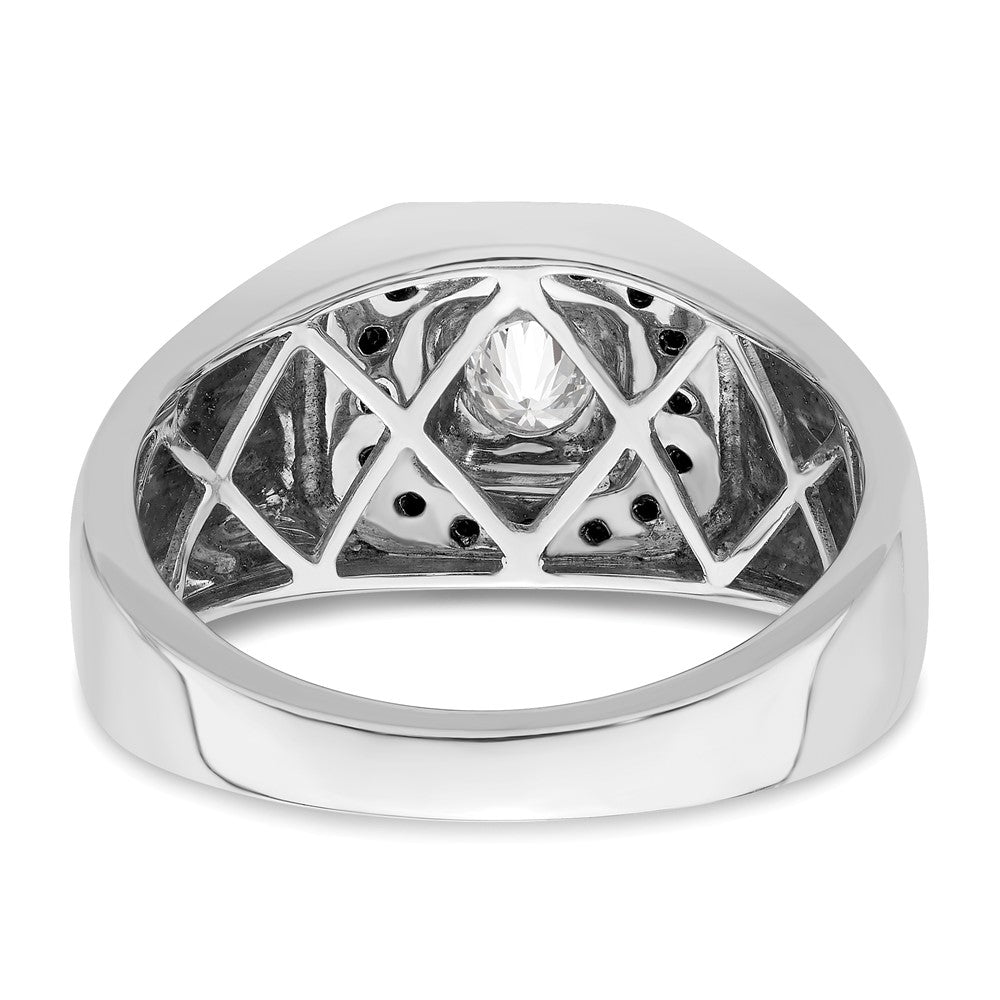 SS Created White Sapph & Genuine Black Sapph Men's Ring