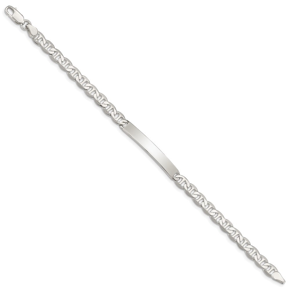 Sterling Silver Polished Engraveable Anchor Link ID Bracelet 7 inches