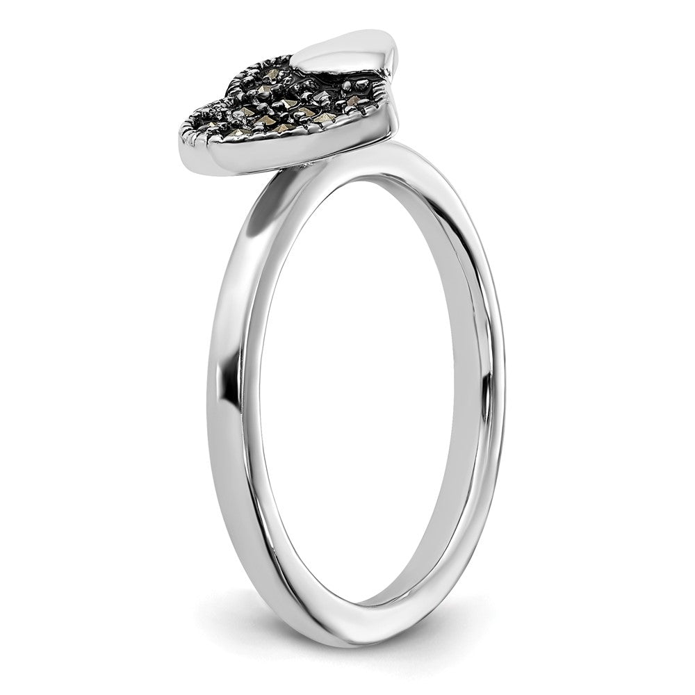 Sterling Silver Stackable Expressions Marcasite Heart Ring Size -10