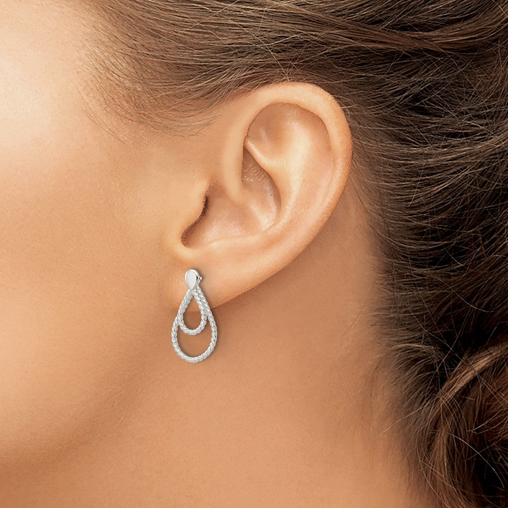 Sterling Silver w/2 Teardrop Jackets Button Post Earrings