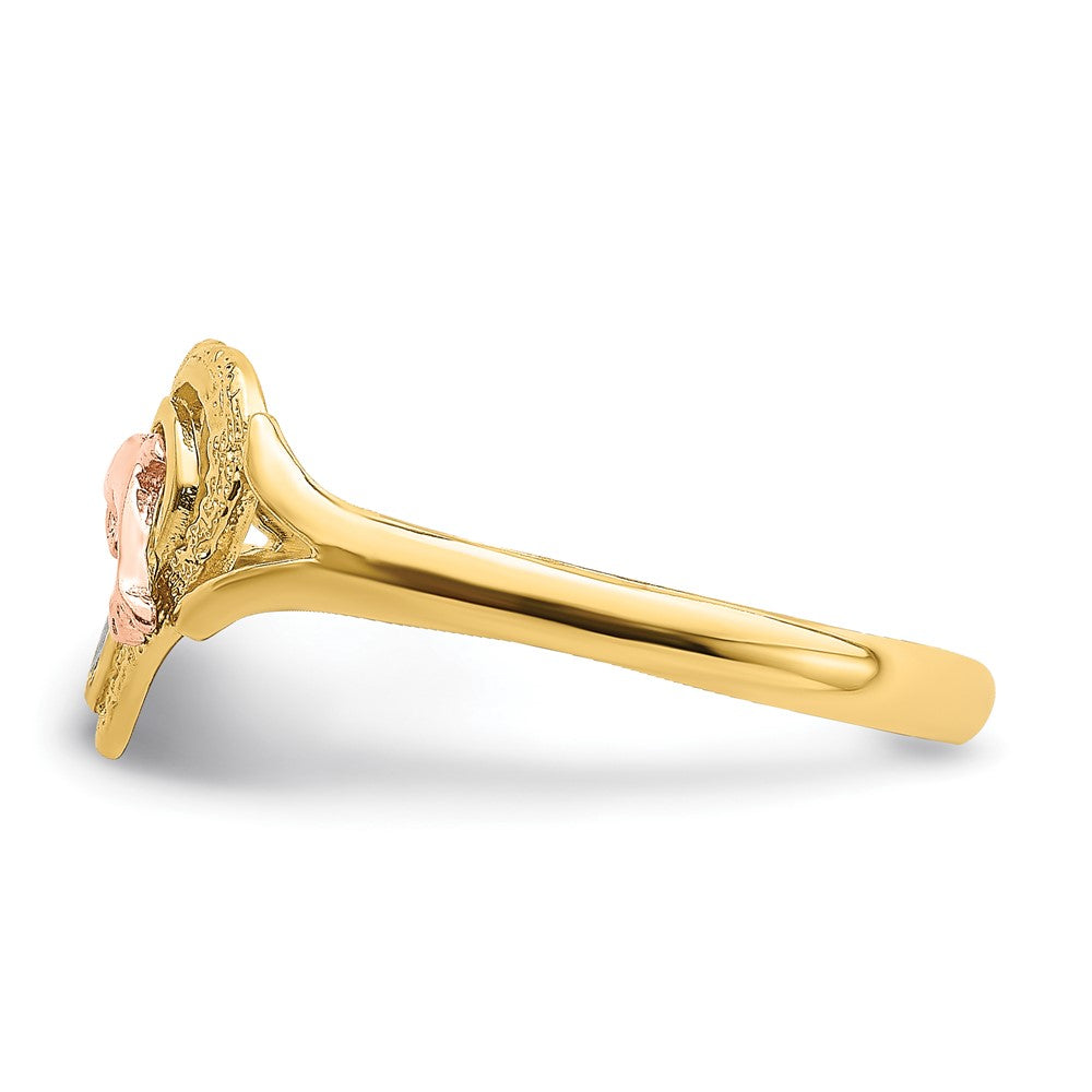 14K Yellow and Rose Gold W/Rhodium Dolphin In Heart Ring Size 7