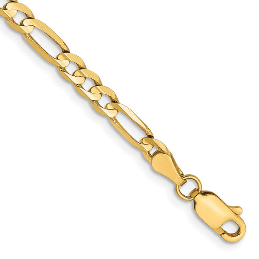 14K 8 inch 4mm Concave Open Figaro with Lobster Clasp Bracelet 8  inches