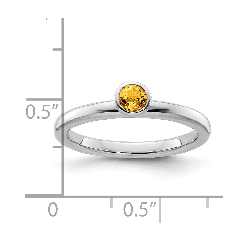 Sterling Silver Stackable Expressions High 4mm Round Citrine Ring Size -5