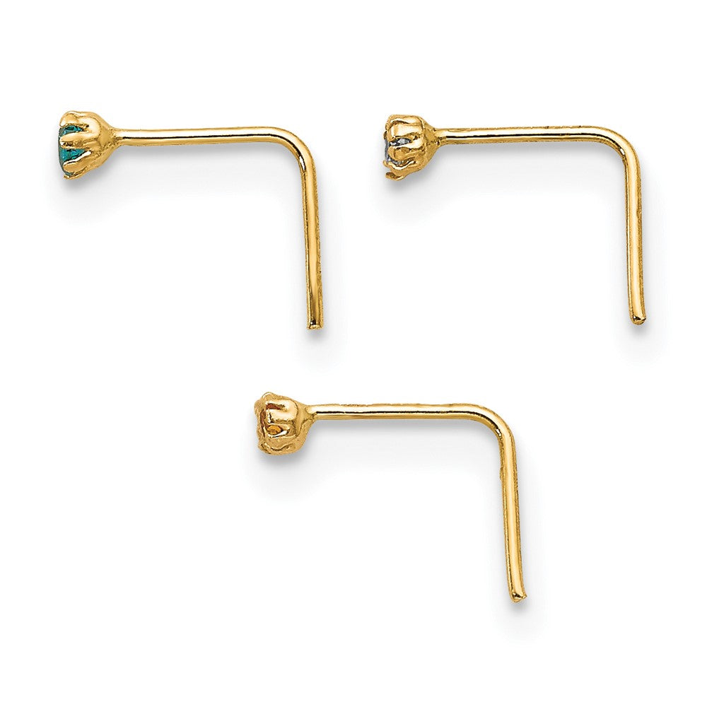10k 1.5mm Set Of 3 CZ Nose Studs