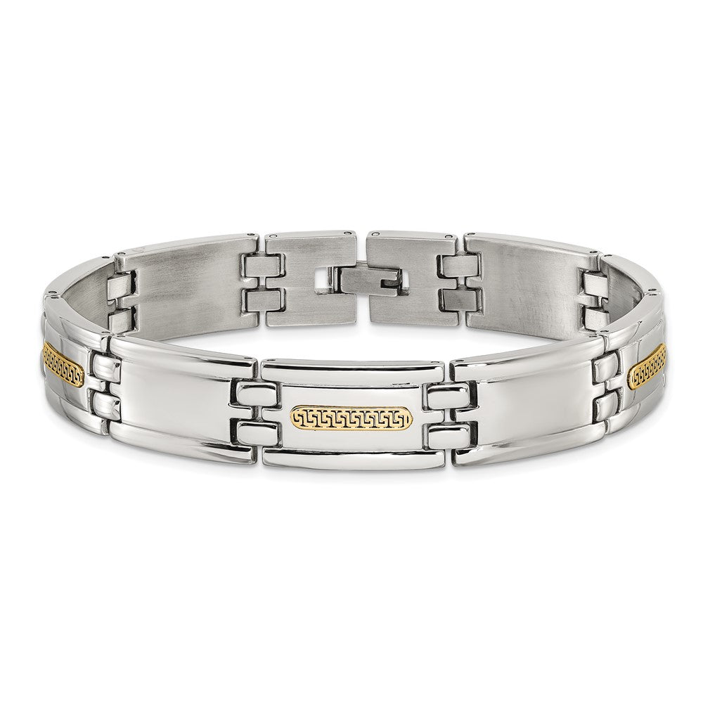 Chisel Stainless Steel Polished with 14K Gold Accent 8.75 inch Link Bracelet 8.75 inches
