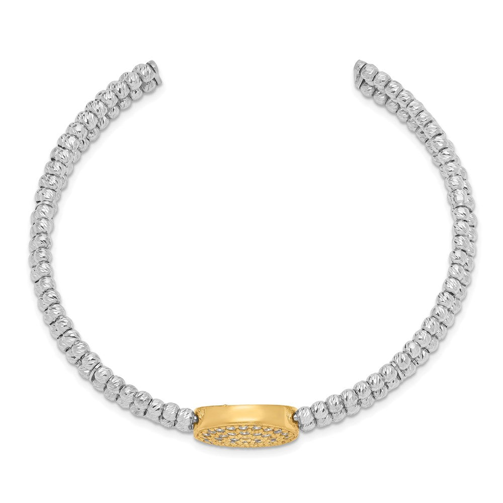 Sterling Silver Gold-tone Rhodium-plated Crystal Bangle