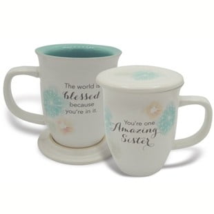 Amazing Sister Floral Mug And Coaster Boxed Set