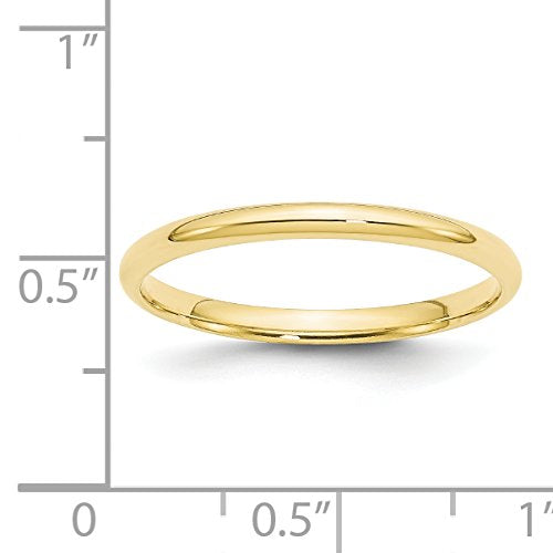 10k Yellow Gold 2mm Lightweight Comfort Fit Wedding Band Size 13