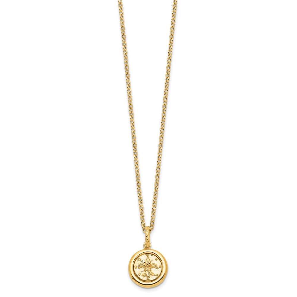 14k Gold Polished Replica Roman Coin 18" Necklace