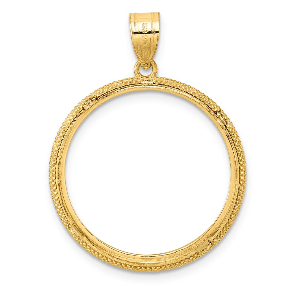 14k Polished Popcorn with 22.0mm Prong Coin Bezel Pendant
