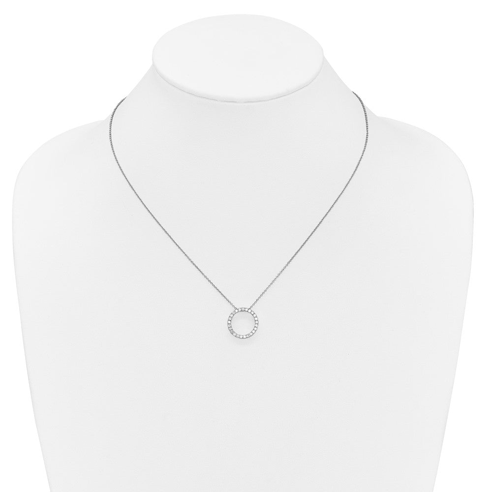 14k White Gold Diamond Circle 18 inch Necklace