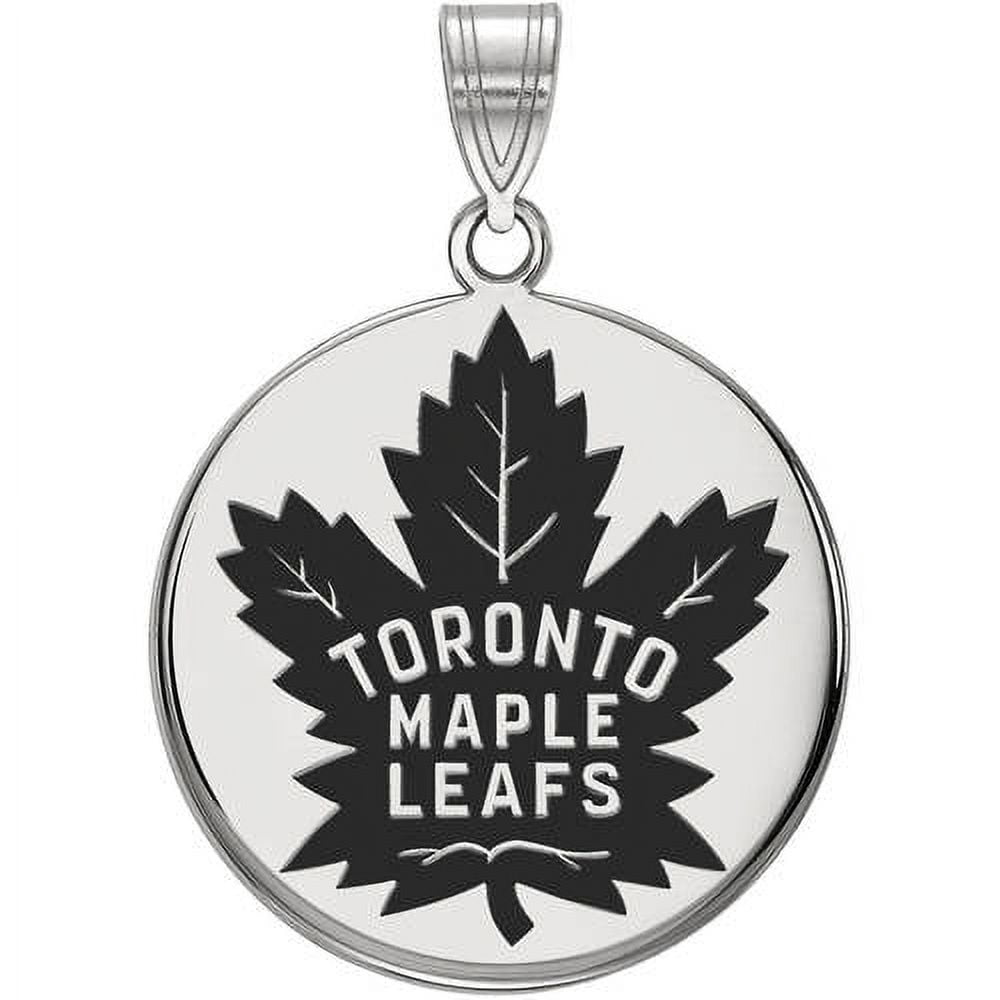 LogoArt Sterling Silver Rhodium-plated NHL Toronto Maple Leafs Large Enamel Disc Pendant