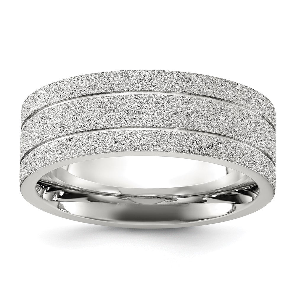 Chisel Stainless Steel Polished Laser-cut and Grooved 8mm Band