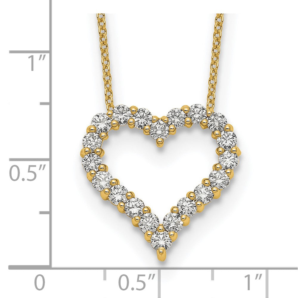 True Origin 14k 1 carat Lab Grown Diamond VS DEF 18 inch Open Heart Pendant Necklace